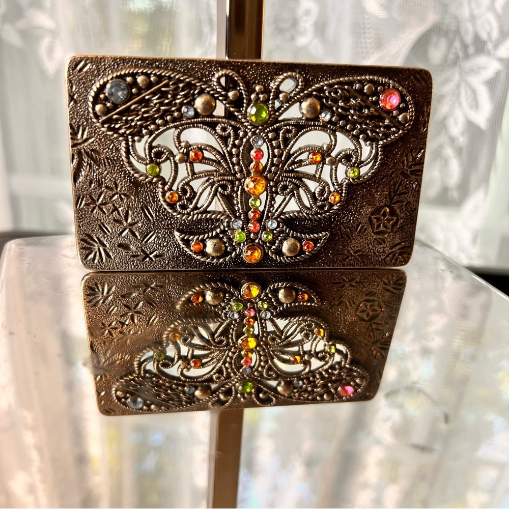 Vintage Western Style Butterfly Belt Buckle excellent condition, 3.75x2”, Metal